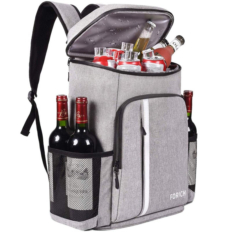 FORICH Backpack Cooler Leakproof Insulated Waterproof Backpack Cooler Bag, Lightweight Soft Beach Cooler Backpack for Men Women to Work Picnics Camping Hiking, 30 Cans(Grey) - Image 1